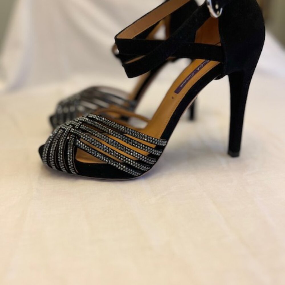 Ralph Lauren Purple Label Collection - Wmns Velia Sandal/Heel, Black, Suede